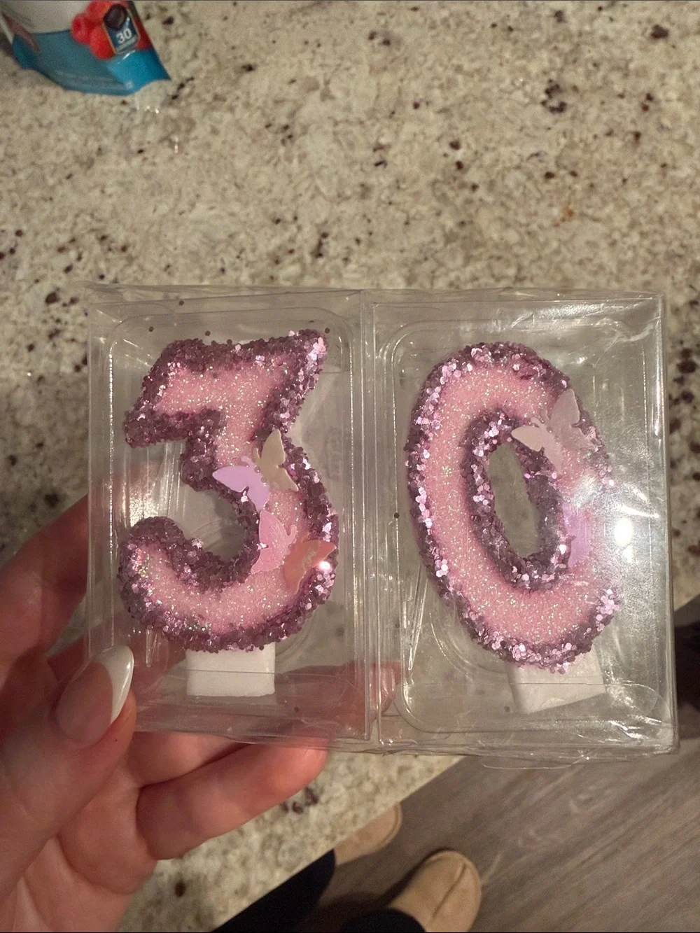 Amazon Pink Glitter Number 30 Birthday Candle Set with Butterfly Accents